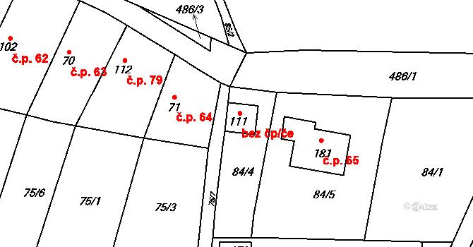 Vinařice 46300708 na parcele st. 111 v KÚ Vinařice u Loun, Katastrální mapa