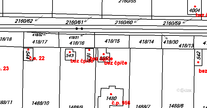 Svitavy 46543708 na parcele st. 855 v KÚ Čtyřicet Lánů, Katastrální mapa