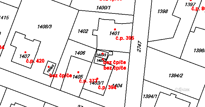 Praha 46838708 na parcele st. 1403/3 v KÚ Kyje, Katastrální mapa