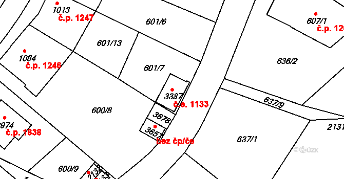 Náchod 1133 na parcele st. 3387 v KÚ Náchod, Katastrální mapa