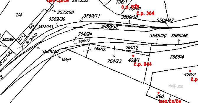 Ostrožské Předměstí 865, Uherský Ostroh na parcele st. 439/1 v KÚ Ostrožské Předměstí, Katastrální mapa