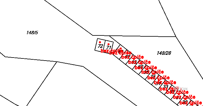 Stařeč 47845708 na parcele st. 71 v KÚ Kracovice, Katastrální mapa