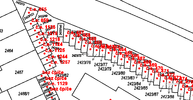 Jindřichův Hradec II 463, Jindřichův Hradec na parcele st. 2423/76 v KÚ Jindřichův Hradec, Katastrální mapa