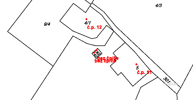 Horní Maršov 49355708 na parcele st. 4/3 v KÚ Temný Důl, Katastrální mapa