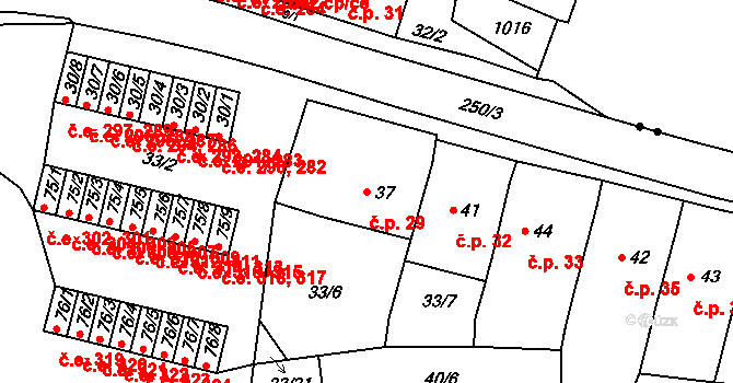 Chanov 29, Obrnice na parcele st. 37 v KÚ Chanov, Katastrální mapa
