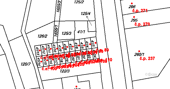 Lom 90 na parcele st. 41/4 v KÚ Lom u Mostu, Katastrální mapa