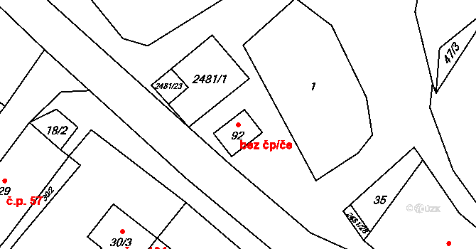 Český Rudolec 50517708 na parcele st. 92 v KÚ Matějovec, Katastrální mapa