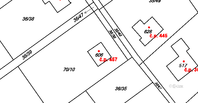 Horní Datyně 457, Vratimov na parcele st. 606 v KÚ Horní Datyně, Katastrální mapa