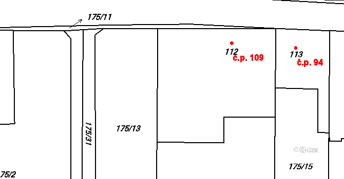 Lešany 109, Nelahozeves na parcele st. 112 v KÚ Lešany u Nelahozevsi, Katastrální mapa