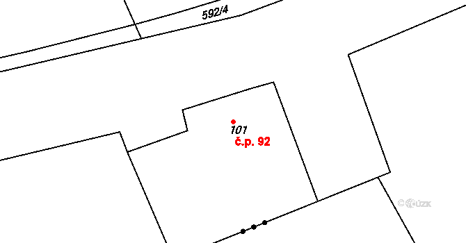 Svojkovice 92 na parcele st. 101 v KÚ Svojkovice, Katastrální mapa