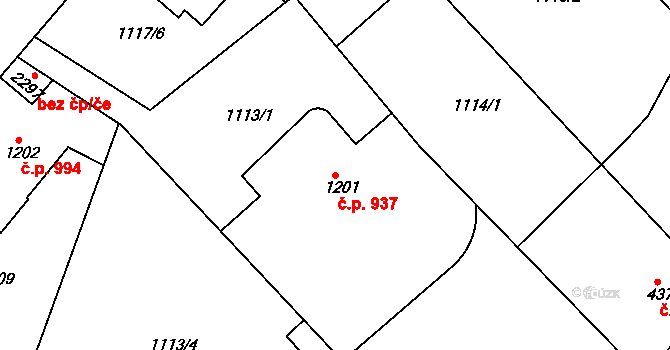 Náchod 937 na parcele st. 1201 v KÚ Náchod, Katastrální mapa