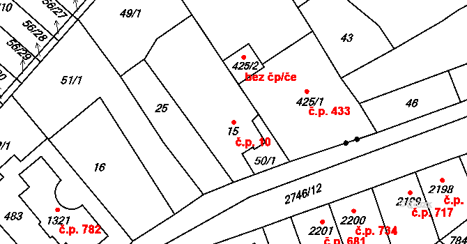 Studánka 10, Pardubice na parcele st. 15 v KÚ Studánka, Katastrální mapa