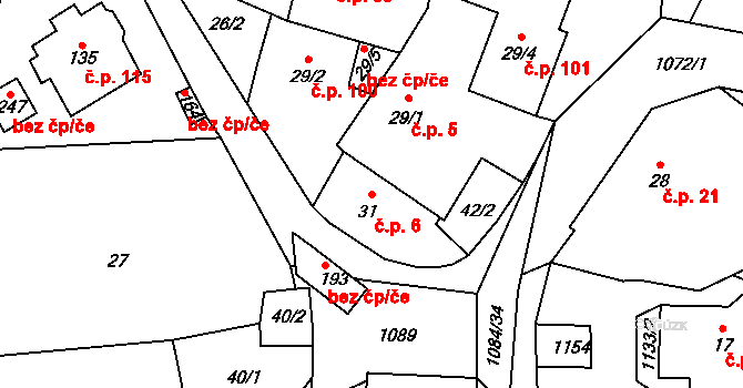 Masákova Lhota 6, Zdíkov na parcele st. 31 v KÚ Masákova Lhota, Katastrální mapa