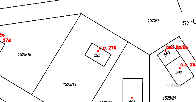 Otovice 276 na parcele st. 595 v KÚ Otovice u Karlových Var, Katastrální mapa