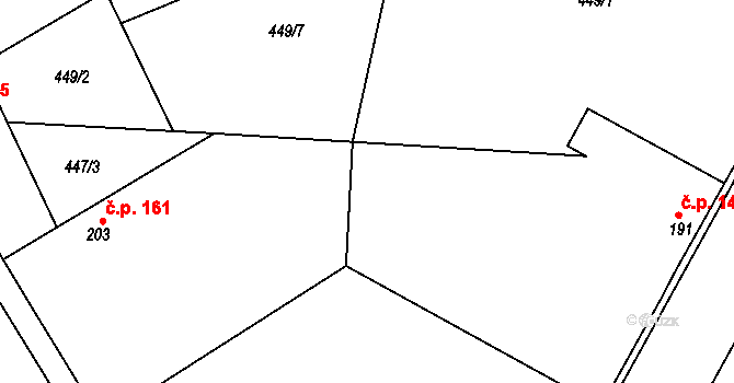 Černochov 147, Peruc na parcele st. 191 v KÚ Černochov, Katastrální mapa