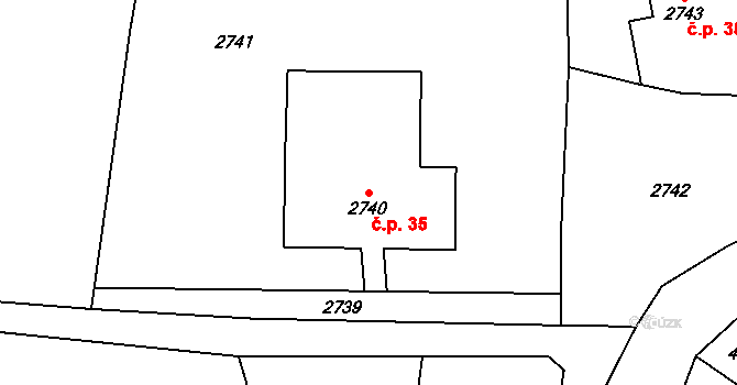 Příjemky 35, Chotěboř na parcele st. 2740 v KÚ Příjemky, Katastrální mapa