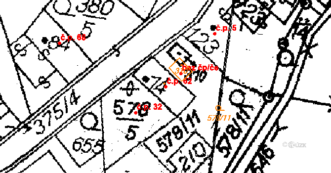 Rozsochatec 62 na parcele st. 74 v KÚ Rozsochatec, Katastrální mapa