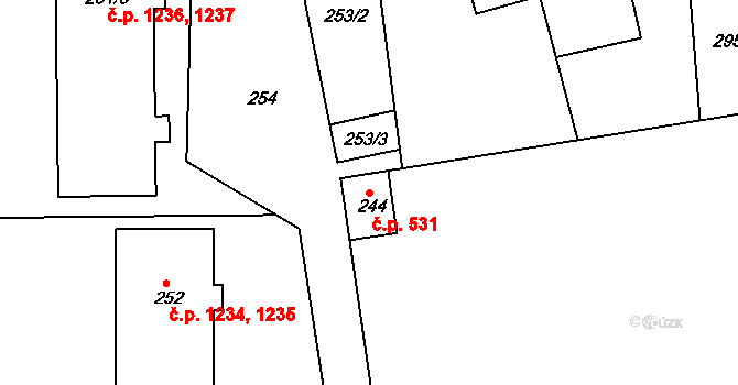 Rychnov nad Kněžnou 531 na parcele st. 244 v KÚ Rychnov nad Kněžnou, Katastrální mapa
