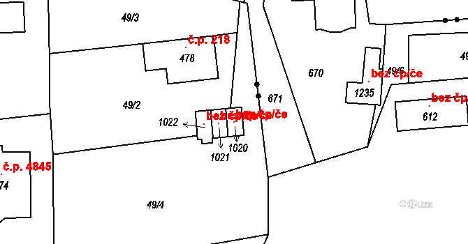 Jablonec nad Nisou 101277709 na parcele st. 1020 v KÚ Kokonín, Katastrální mapa