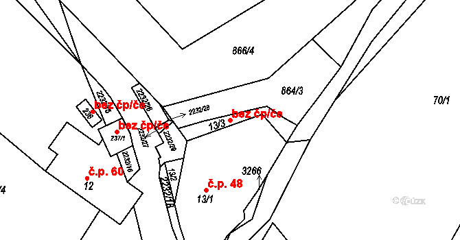 Bojkovice 102423709 na parcele st. 13/3 v KÚ Krhov u Bojkovic, Katastrální mapa
