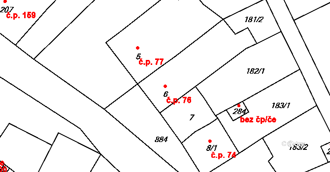 Polkovice 76 na parcele st. 6 v KÚ Polkovice, Katastrální mapa