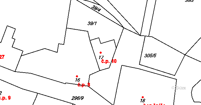Březová 10, Úmonín na parcele st. 17 v KÚ Březová u Úmonína, Katastrální mapa