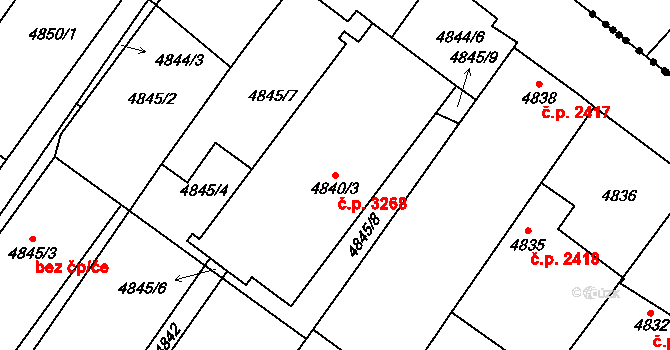 Mělník 3268 na parcele st. 4840/3 v KÚ Mělník, Katastrální mapa