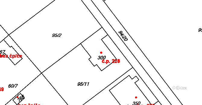 Radošovice 228, Říčany na parcele st. 300 v KÚ Říčany-Radošovice, Katastrální mapa
