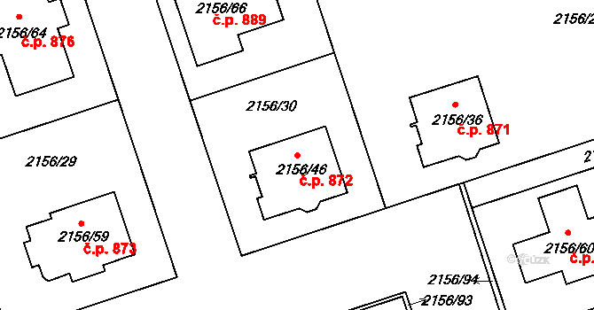 Lužice 872 na parcele st. 2156/46 v KÚ Lužice u Hodonína, Katastrální mapa