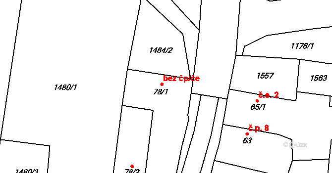 Telice 64, Prostiboř na parcele st. 78/2 v KÚ Telice, Katastrální mapa