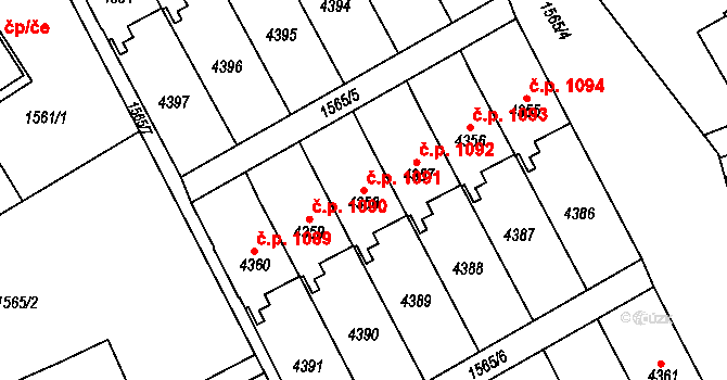 Žamberk 1091 na parcele st. 4358 v KÚ Žamberk, Katastrální mapa