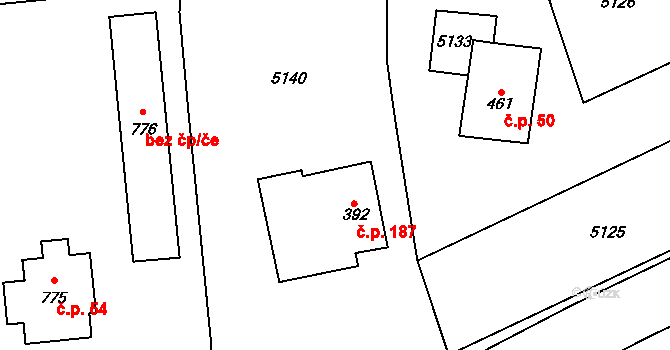 Gajer 187, Janov na parcele st. 392 v KÚ Janov u Litomyšle, Katastrální mapa