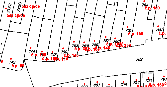 Maloměřice 167, Brno na parcele st. 754 v KÚ Maloměřice, Katastrální mapa