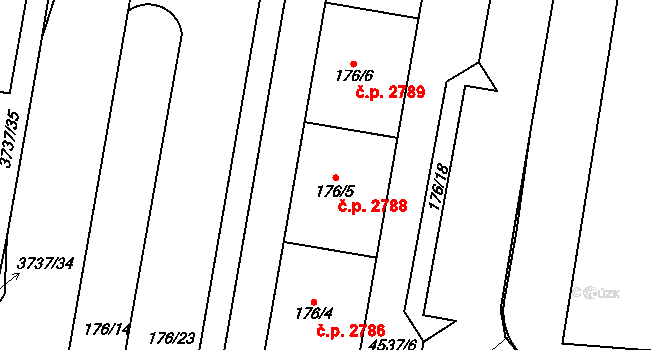 Teplice 2788 na parcele st. 176/5 v KÚ Teplice, Katastrální mapa
