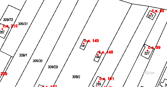 Račice 149 na parcele st. 167 v KÚ Račice nad Berounkou, Katastrální mapa