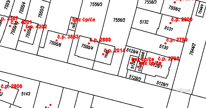 Prostějov 2014 na parcele st. 7556/5 v KÚ Prostějov, Katastrální mapa