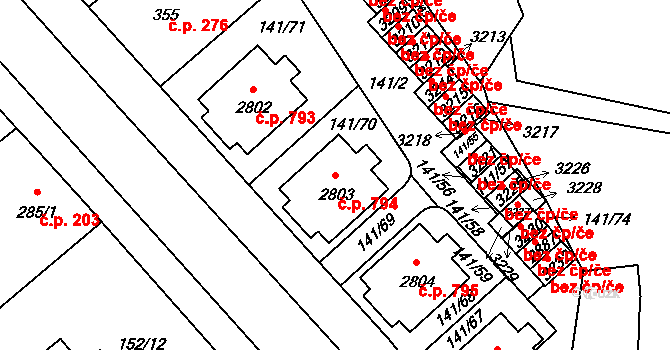 Úšovice 794, Mariánské Lázně na parcele st. 2803 v KÚ Úšovice, Katastrální mapa