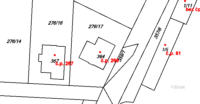Chotoviny 266 na parcele st. 364 v KÚ Chotoviny, Katastrální mapa