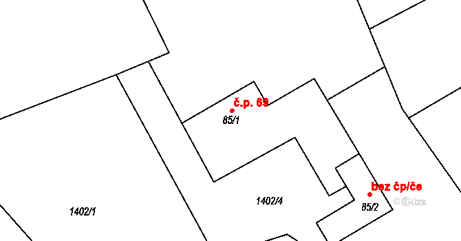 Mrač 69 na parcele st. 85/1 v KÚ Mrač, Katastrální mapa