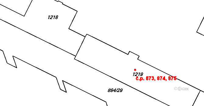 Poruba 873,874,875, Ostrava na parcele st. 1219 v KÚ Poruba, Katastrální mapa