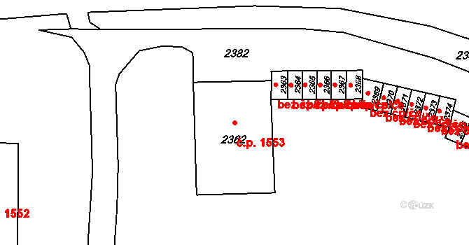 Poruba 1553, Ostrava na parcele st. 2362 v KÚ Poruba-sever, Katastrální mapa
