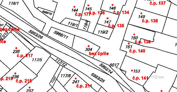 Kamenice 38683709 na parcele st. 304 v KÚ Kamenice u Jihlavy, Katastrální mapa
