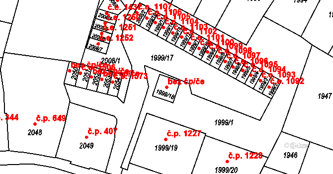 Děčín 40690709 na parcele st. 1999/18 v KÚ Děčín, Katastrální mapa