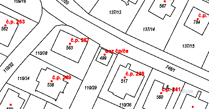 Františkovy Lázně 41743709 na parcele st. 499 v KÚ Horní Lomany, Katastrální mapa