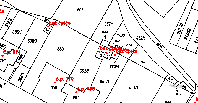 Jirkov 42854709 na parcele st. 662/2 v KÚ Jirkov, Katastrální mapa