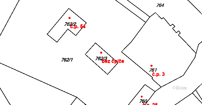 Křemže 44167709 na parcele st. 762/3 v KÚ Chlum u Křemže, Katastrální mapa