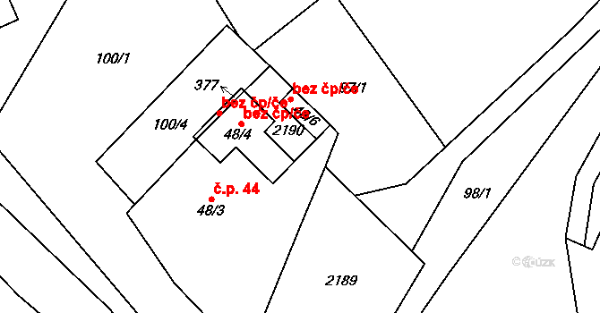 Hrabišín 44879709 na parcele st. 48/6 v KÚ Hrabišín, Katastrální mapa