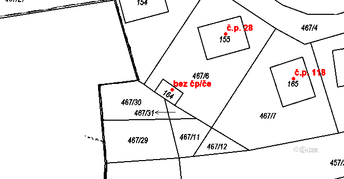 Kvíčovice 45255709 na parcele st. 164 v KÚ Kvíčovice, Katastrální mapa