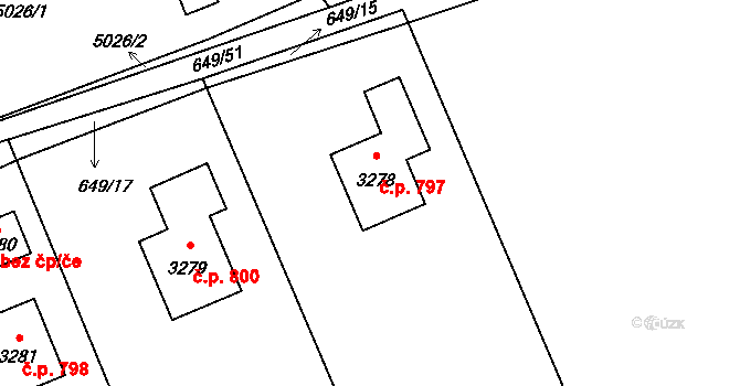 Ostravice 797 na parcele st. 3278 v KÚ Ostravice 1, Katastrální mapa