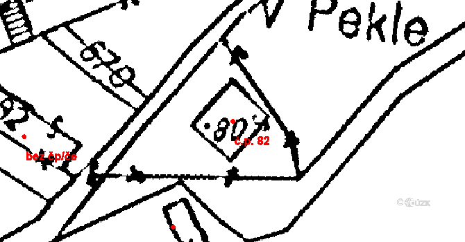 Nasavrky 82 na parcele st. 80 v KÚ Nasavrky, Katastrální mapa